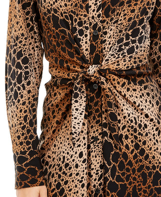 Vestido-camisa estampado feminino Alfani marrom tamanho 14