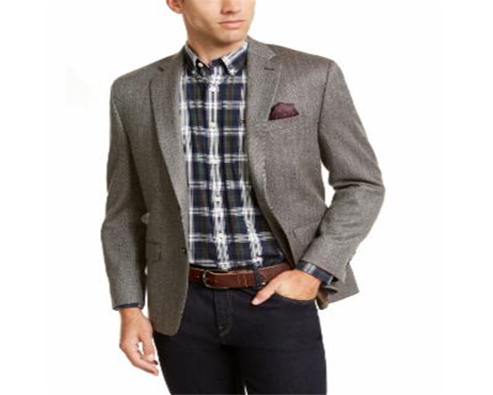 Blazer masculino Ralph Lauren em lã mista, espinha de peixe, marrom, tamanho 50