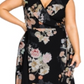 Vestido envelope feminino City Chic Plus com nó frontal floral, preto, tamanho 18W