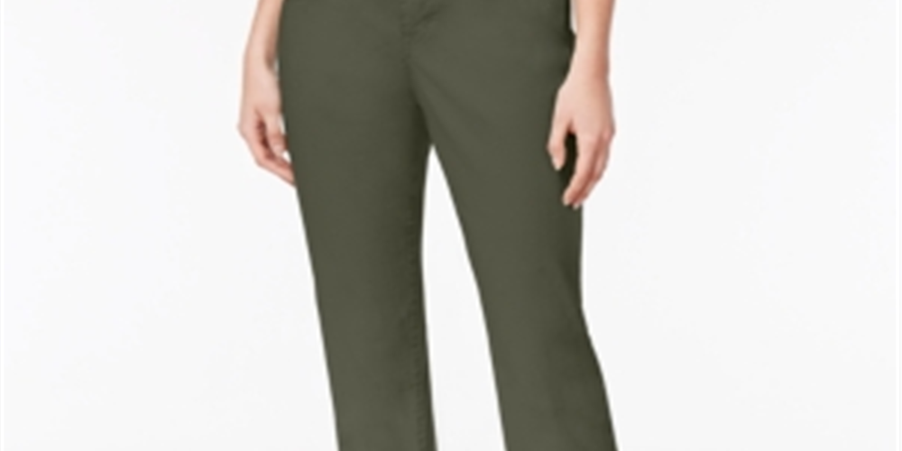 Calça jeans capri feminina estilo &amp; co, verde, com punho curvo, tamanho 10