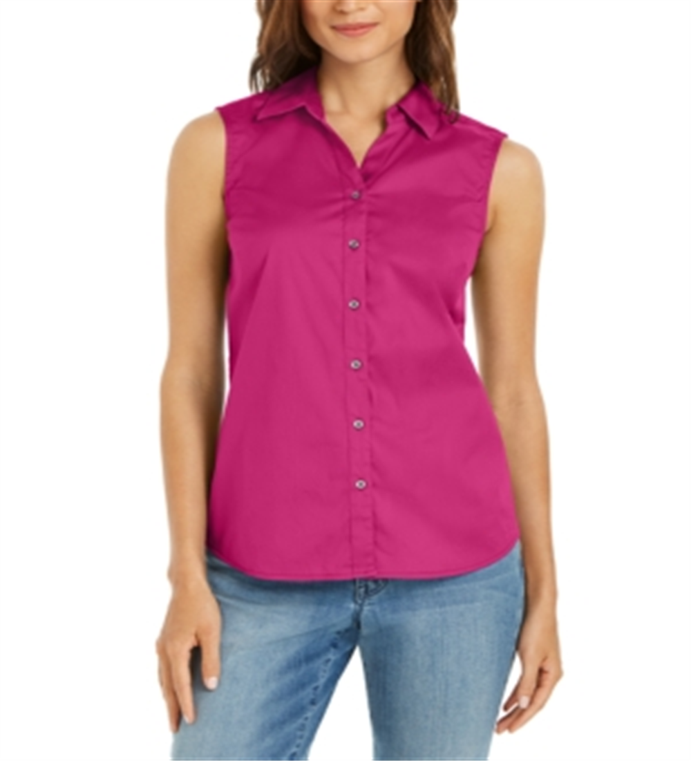 Blusa feminina Charter Club com botões frontais, rosa, tamanho 4