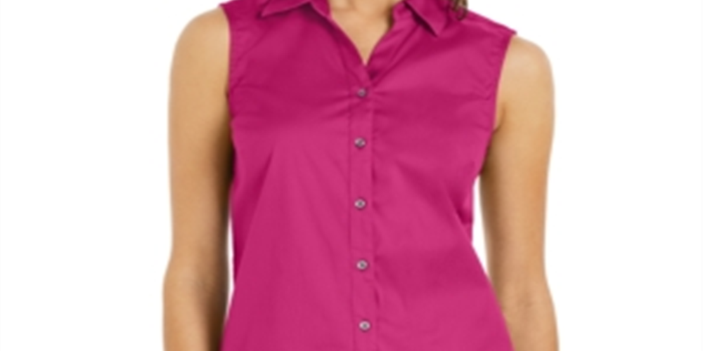 Blusa feminina Charter Club com botões frontais, rosa, tamanho 4