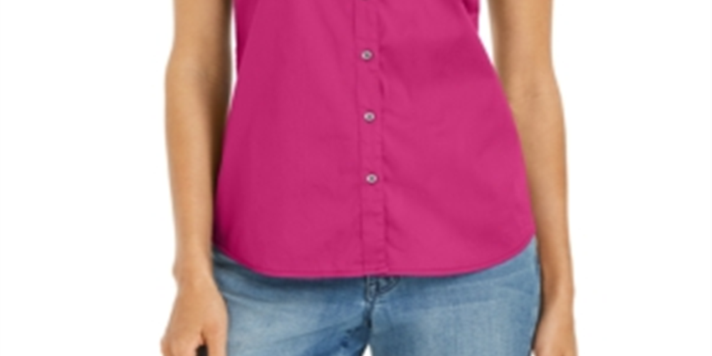 Blusa feminina Charter Club com botões frontais, rosa, tamanho 4