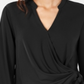 Blusa feminina Alfani com sobrepeliz falso, preta, tamanho P