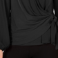 Blusa feminina Alfani com sobrepeliz falso, preta, tamanho P