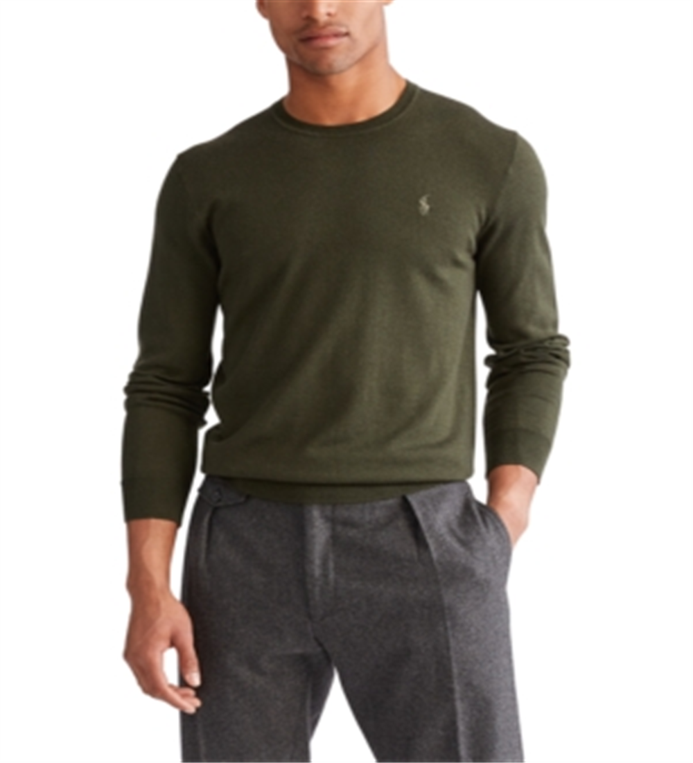Suéter Ralph Lauren Masculino de Lã Merino com Gola Redonda Verde Tamanho Médio