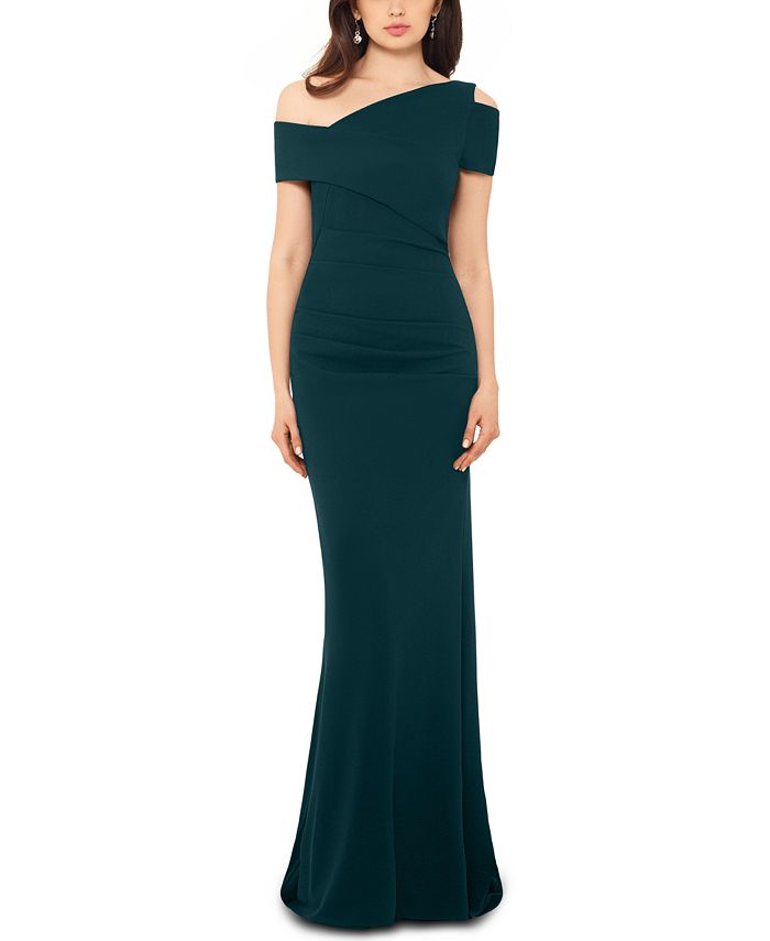 Vestido assimétrico de crepe Scuba feminino Betsy &amp; Adam, verde, tamanho 8