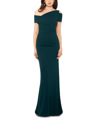Vestido assimétrico de crepe Scuba feminino Betsy &amp; Adam, verde, tamanho 8