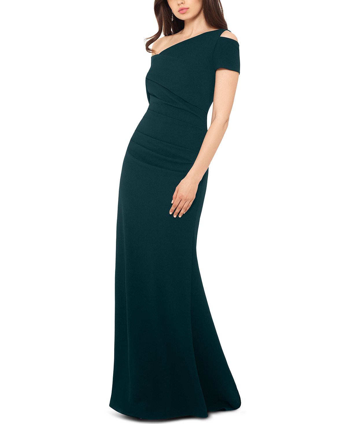 Vestido assimétrico de crepe Scuba feminino Betsy &amp; Adam, verde, tamanho 8