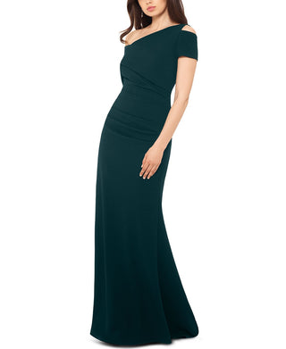 Vestido assimétrico de crepe Scuba feminino Betsy &amp; Adam, verde, tamanho 8