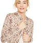 Cardigan de cashmere feminino com estampa de cobra Charter Club marrom tamanho extragrande