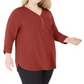 JM Collection Top Plus Solid Feminino com Zíper Vermelho Tamanho 2X
