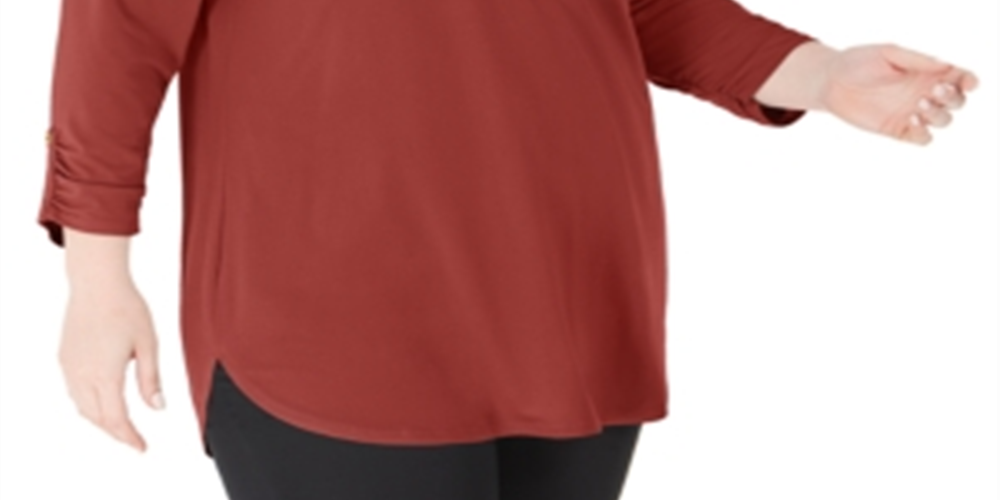 JM Collection Top Plus Solid Feminino com Zíper Vermelho Tamanho 2X