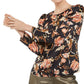 Blusa feminina com estampa floral e manga bufante, preta, tamanho médio, da INC International Concepts