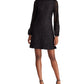 Vestido curto com zíper e bordado Ralph Lauren feminino, tamanho 18, preto