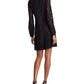 Vestido curto com zíper e bordado Ralph Lauren feminino, tamanho 18, preto