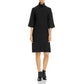 Vestido midi de lã com gola falsa Eileen Fisher feminino, preto, tamanho grande