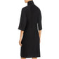 Vestido midi de lã com gola falsa Eileen Fisher feminino, preto, tamanho grande