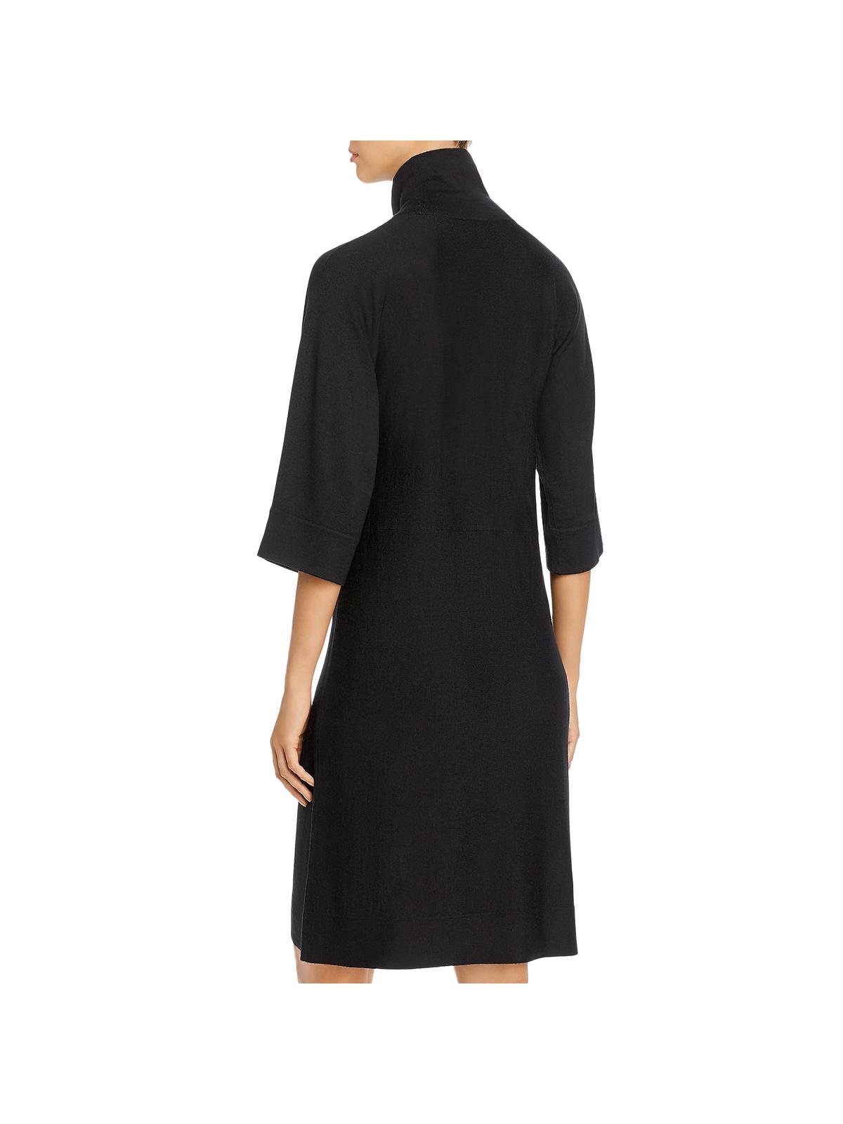 Vestido midi de lã com gola falsa Eileen Fisher feminino, preto, tamanho grande