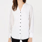 Blusa feminina Alfani com franjas e mangas compridas, com botões, marrom, tamanho extragrande
