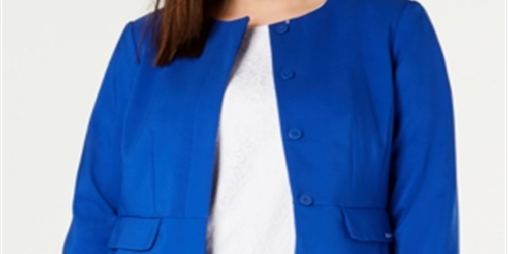 Calvin Klein Women's Wear to Work Jacket Azul Tamanho Pequeno Pequeno