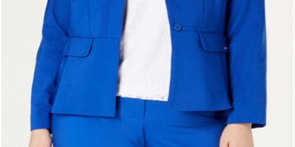 Calvin Klein Women's Wear to Work Jacket Azul Tamanho Pequeno Pequeno