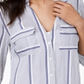 Camisa feminina listrada com bolso e aba da INC International Concepts, azul, tamanho X-S