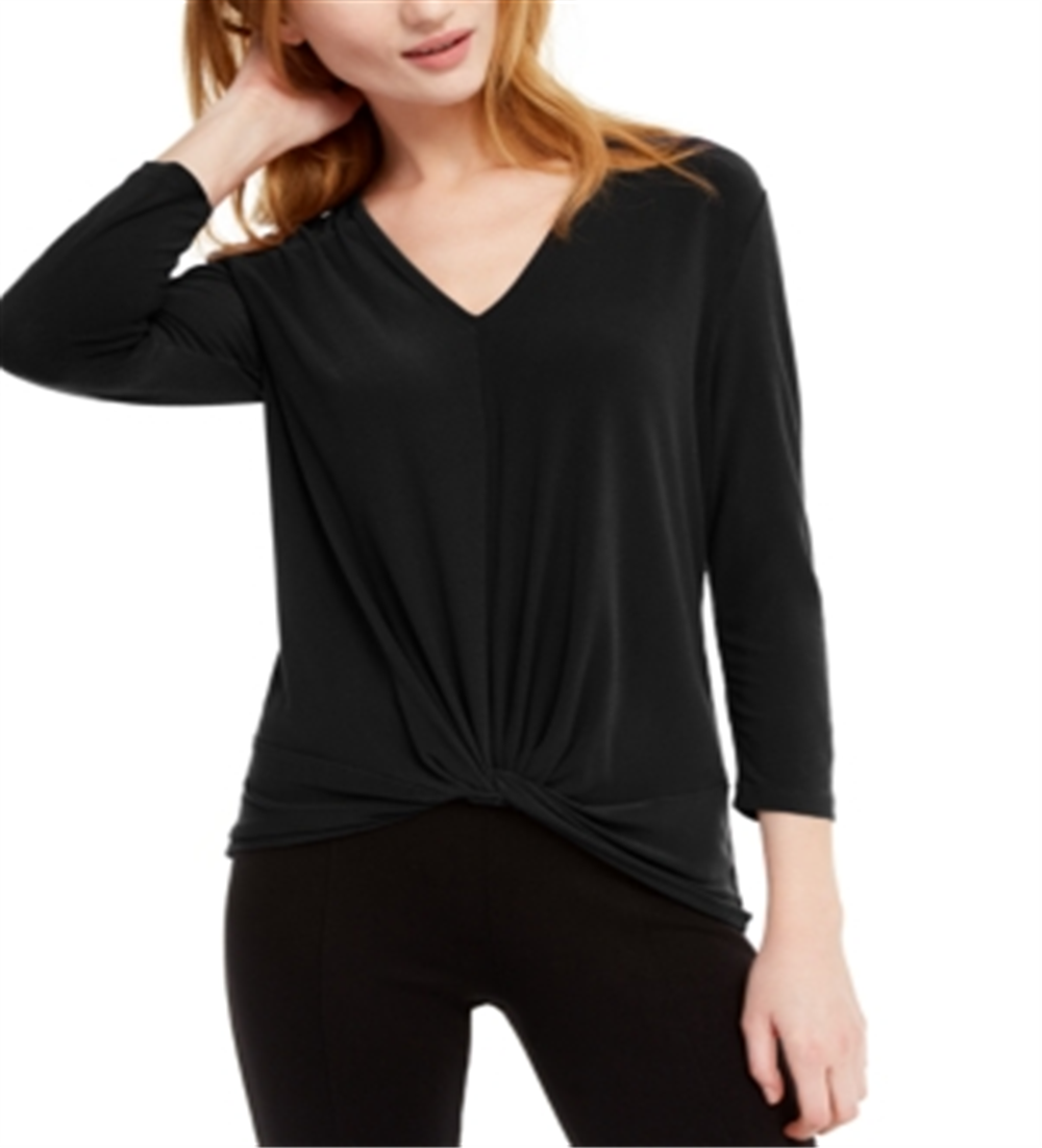 Top Twisted Feminino INC International Concepts Preto Tamanho Grande