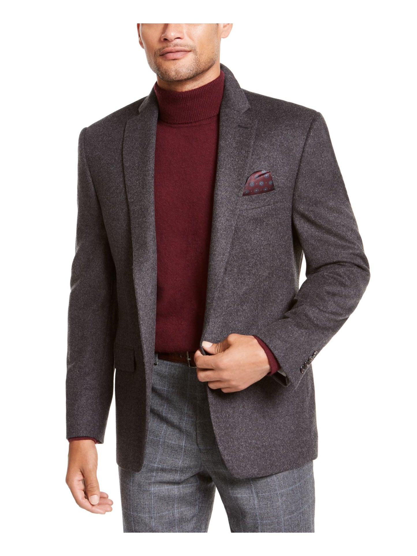 Ralph Lauren Masculino Trespassado Regular Fit Sport Coat Cinza Tamanho 50