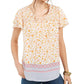 Blusa feminina estilo &amp; co com decote dividido e franzido, tamanho médio, amarela