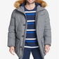 Tommy Hilfiger Parka Longa Masculina com Capuz de Pele Sintética Cinza Tamanho Grande