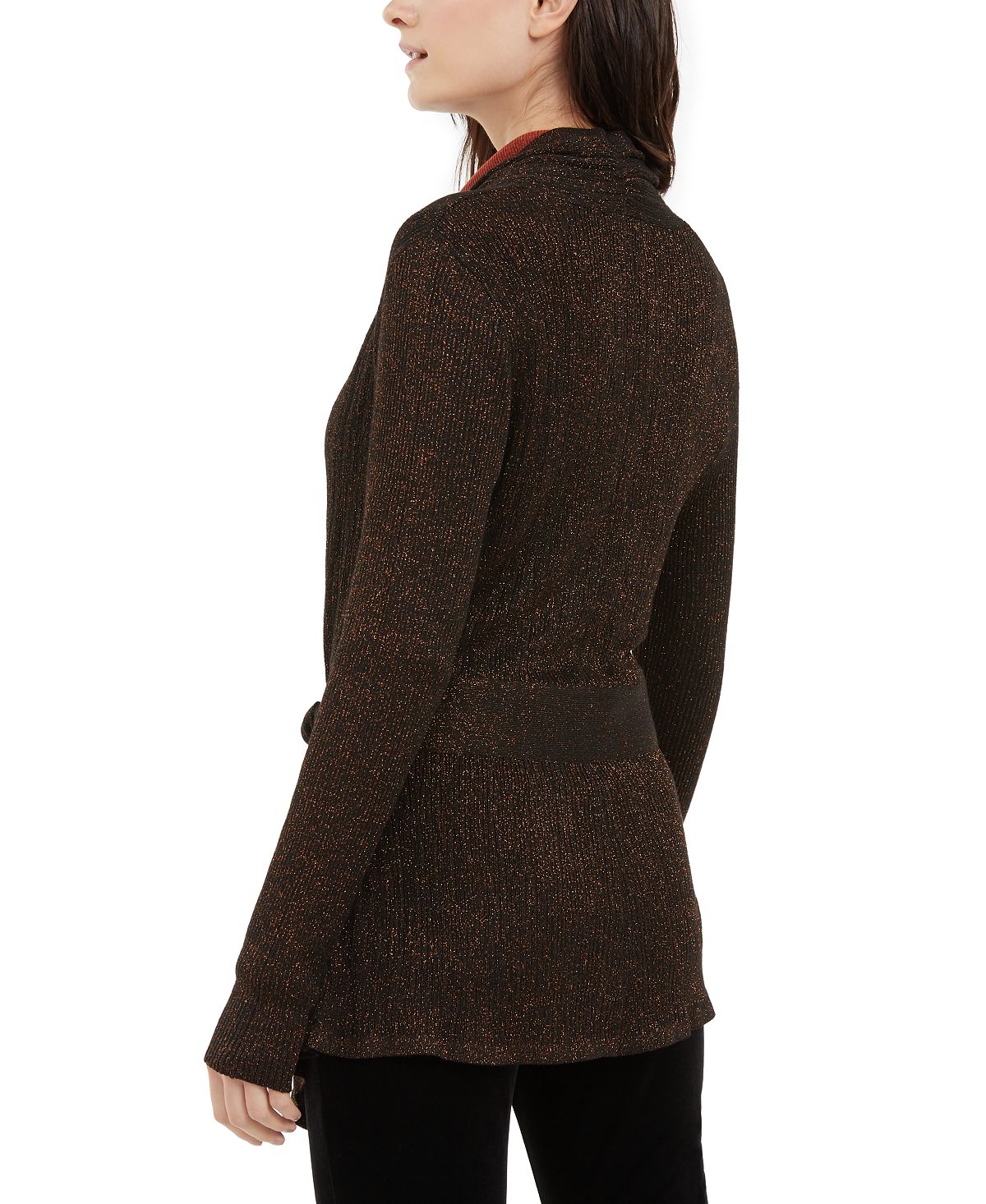 Cardigan metálico feminino INC International Concepts, tamanho XS, bronze