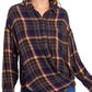 Camisa feminina Free People Hidden Valley com botões, manga comprida, azul, tamanho X-S