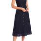 Vestido MIDI de linho feminino Vince Camuto - Azul, tamanho X-S
