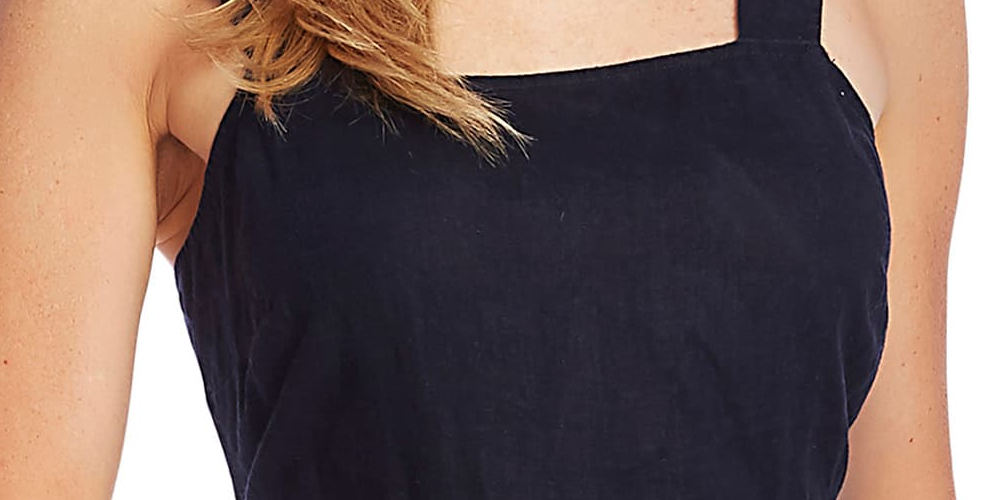 Vestido MIDI de linho feminino Vince Camuto - Azul, tamanho X-S