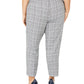Calça Calvin Klein Plus Feminina Cintura Alta Pied de Poule Cinza Tamanho 22W