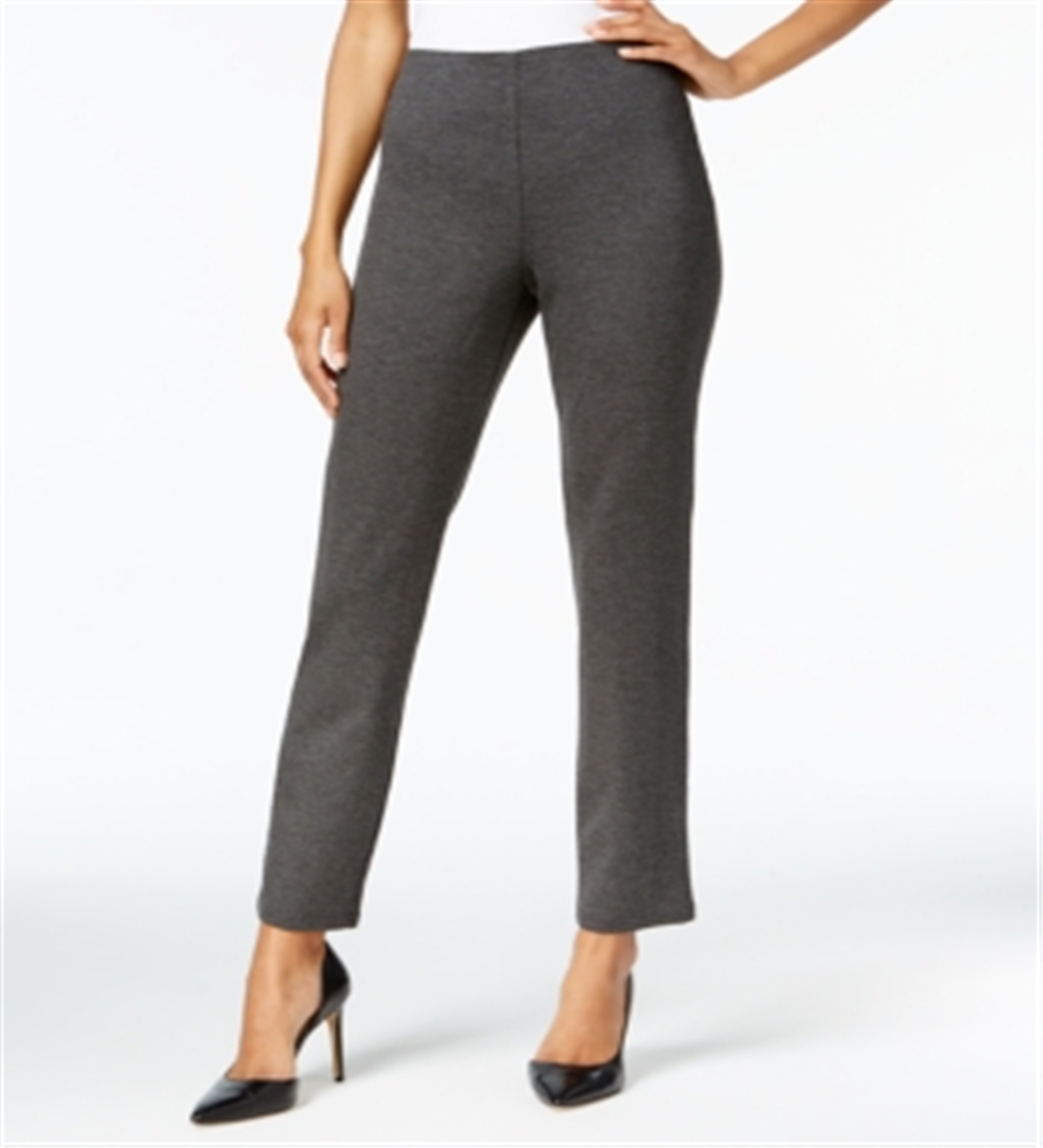 Calça feminina JM Collection Ponte Pull-on com perna reta, cinza, tamanho pequeno XL