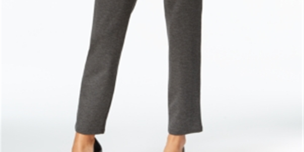 Calça feminina JM Collection Ponte Pull-on com perna reta, cinza, tamanho pequeno XL