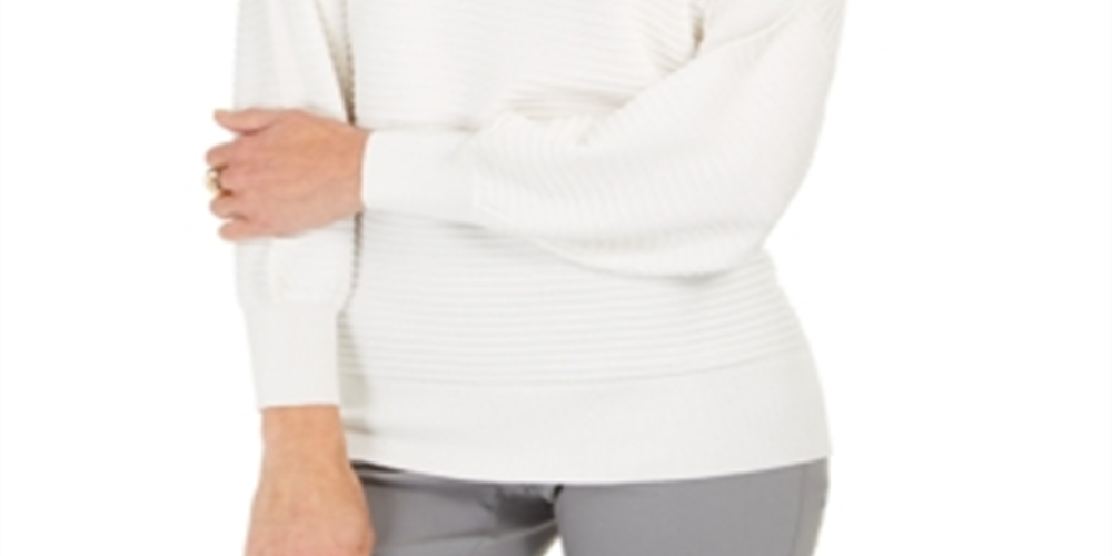 JM Collection Suéter feminino com manga de botão, marrom, tamanho X-S