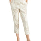 Calça feminina Alfani de linho com estampa floral, marrom, tamanho extragrande