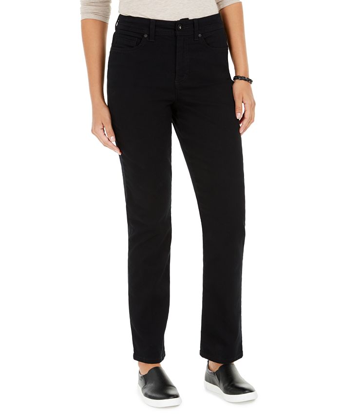 Calça jeans feminina estilo curvilíneo com perna reta, azul, tamanho 18-G