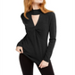 Suéter feminino com decote falso e torção Keyhole da INC International Concepts, preto, tamanho X-S