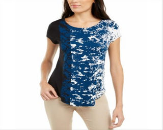 Camiseta Alfani Feminina Python Flank Azul-petróleo Estampada Tamanho P