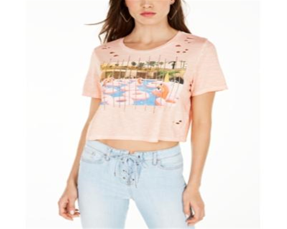 Camiseta curta feminina Guess Pool Daze preta tamanho grande