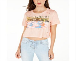 Guess Women's Pool Daze Cropped T-Shirt Black Size Large