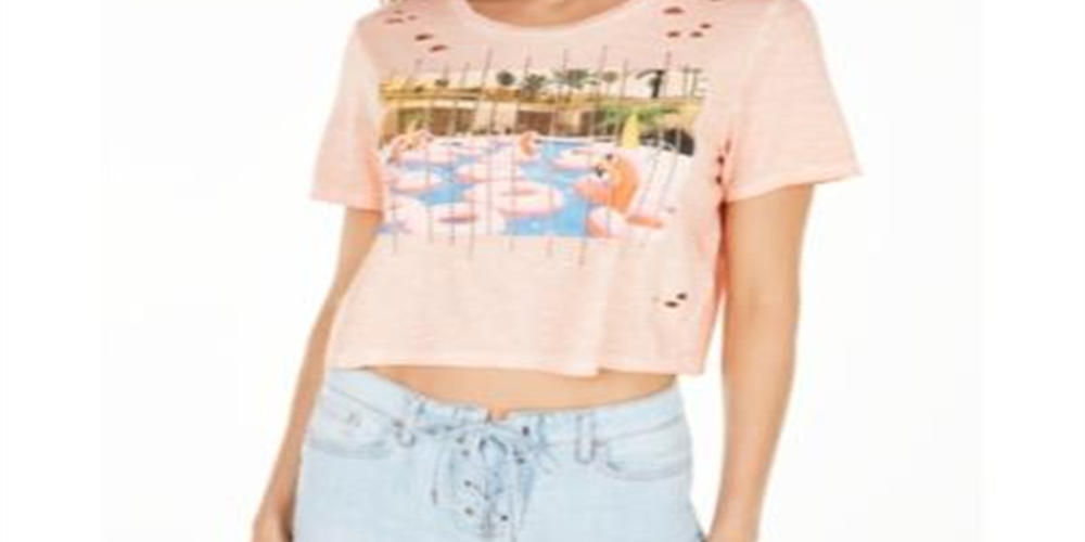 Camiseta curta feminina Guess Pool Daze preta tamanho grande