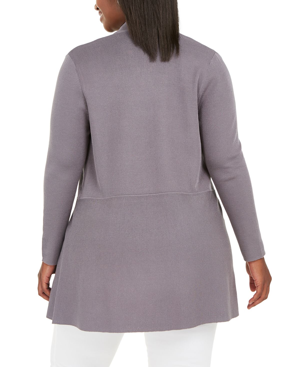 Cardigan longo com costura na cintura e comprimento plus size Anne Klein feminino cinza tamanho 2X
