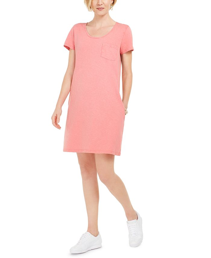 Vestido camiseta feminino estilo &amp; co com um bolso rosa tamanho pequeno