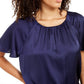Blusa Alfani Feminina de Cetim com Laço nas Costas e Mangas Compridas Roxa Tamanho Grande