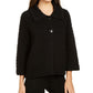 Top texturizado feminino JM Collection com dois botões, preto, tamanho pequeno P/M